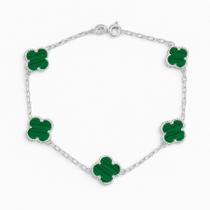 Pulseira Bracelete Feminina Flor Trevo Madri Perola Prata Pulseira Bracelete Feminina Flor Trevo Madri Perola Prata