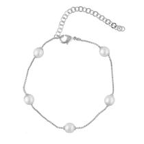 Pulseira Bracelete Feminina Pérola Folheado A Prata 925