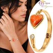Pulseira Bracelete Feminino Coração Cristal Banhado a Ouro Pulseira Bracelete Feminino Coração Cristal Banhado a Ouro