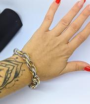 Pulseira Bracelete Feminino Corrente grossa elo Oval mix Dourado com Prata Folheado Ouro e Prateado Luxo Inspiração Moda Pulseira Bracelete Feminino Corrente grossa elo Oval mix Dourado com Prata Folheado Ouro e Prateado Luxo Inspiração Moda
