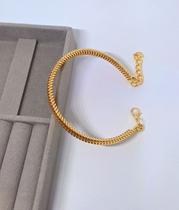 Pulseira Bracelete Feminino Elos Aro mola Torcido Folheado Ouro 18k Dourado Prata Tendência Moda
