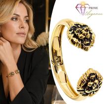Pulseira Bracelete Feminino Leão Banhado a Ouro Pulseira Bracelete Feminino Leão Banhado a Ouro