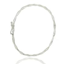 Pulseira Bracelete Feminino Prata Pura Torcido Delicado 2mm