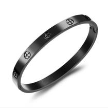 Pulseira Bracelete Feminino Preto Vanglore 1252 Aço Inoxidável Garantia 12 meses