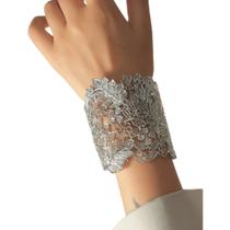 Pulseira Bracelete Folhas Prateada Festa Noivas Luxo