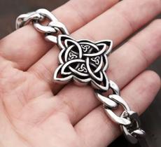 Pulseira Bracelete Gótica de Aço Inoxidável Caveiras, Estilo Viking, Design Celta Pulseira Bracelete Gótica de Aço Inoxidável Caveiras, Estilo Viking, Design Celta