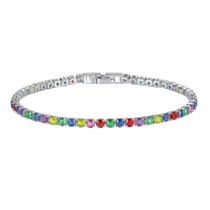 Pulseira Bracelete Luxo Prata Zircônia 3mm Premium 4 Grifas