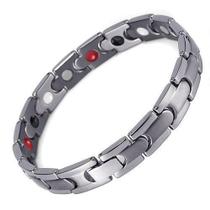Pulseira Bracelete Magnética Aço Inox Ajustável - Aço 316L