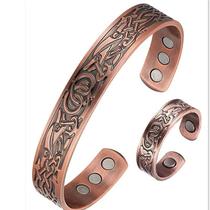 Pulseira Bracelete Magnética + Anel Magnético Bronze