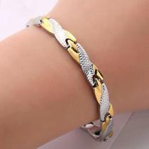 Pulseira Bracelete Magnética Neodímio - Detalhes Folheados a Ouro