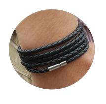 Pulseira Bracelete Masculina Couro 5 Voltas Pg41