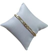 Pulseira Bracelete Masculina Folheada A Ouro 18k Figaro 3x1