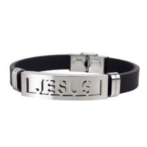 Pulseira Bracelete Masculina Placa Jesus Em Aço Inox Com Nota Fiscal