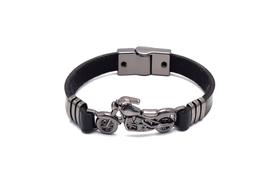 Pulseira Bracelete Masculino Couro com Moto