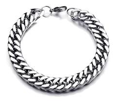 Pulseira Bracelete Masculino Elo Grumet 8mm Grosso Aço Inox Cor Prata