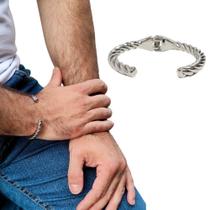 Pulseira Bracelete Masculino Niquel Prata Trançado Exclusivo