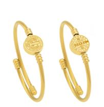 Pulseira Bracelete Medalha São Bento Dourado Aço Inoxidável À PROVA DE ÁGUA E SUOR