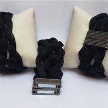 Pulseira Bracelete Medusa Preta Fecho Magnético