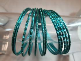 pulseira bracelete metal azul glitter