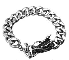 Pulseira Bracelete O Dragão Vikings em Aço Inox