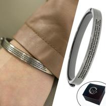 Pulseira Bracelete Oração Pai Nosso Aço Escovado 76mm Semijoia Pulseira Bracelete Oração Pai Nosso Aço Escovado 76mm Semijoia