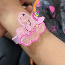 Pulseira Bracelete Plástico ajustável Menina Desenho Animado Unicórnio Sereia Laço Sereia Frutinhas Moda Infantil