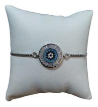 Pulseira Bracelete Prata Com Zircônia Olho Grego Presente Pulseira Bracelete Prata Com Zircônia Olho Grego Presente