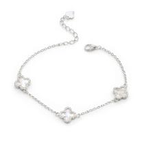 Pulseira Bracelete Prata Trevo Minimalista Moda Delicada