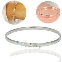 Pulseira Bracelete Redondo Feminina Prata 21Cm 4mm