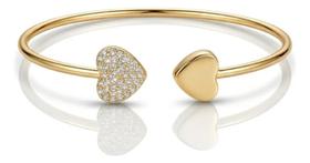 Pulseira Bracelete Rigido Ajustavel Coração Cravejado Pedra Pulseira Bracelete Rigido Ajustavel Coração Cravejado Pedra