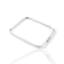 Pulseira Bracelete Rigido Prata Retangular Largo Grosso Moda