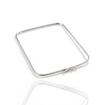 Pulseira Bracelete Rigido Prata Retangular Moda Delicado