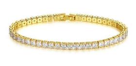 Pulseira Bracelete Riviera Zircônia Noiva Dourada Debutante