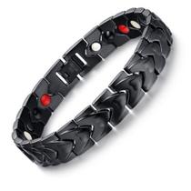 Pulseira Bracelete Titânio Coração Masculino Íman Neodímio