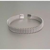 Pulseira Bracelete Trama de Aço Prata em Aço Inoxidável 316L Pulseira Bracelete Trama de Aço Prata em Aço Inoxidável 316L