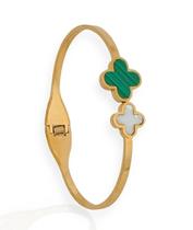 Pulseira Bracelete Trevo Liso Dourado Feminino Flor 4 Folhas Trevos aço Inoxidável Luxo inspiraçao Blogueira Moda 2025 Pulseira Bracelete Trevo Liso Dourado Feminino Flor 4 Folhas Trevos aço Inoxidável Luxo inspiraçao Blogueira Moda 2025