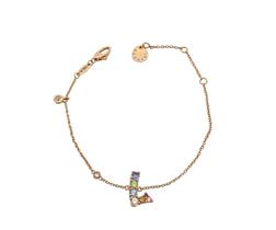 Pulseira Brumani ouro Rose looping colors pingente letra L