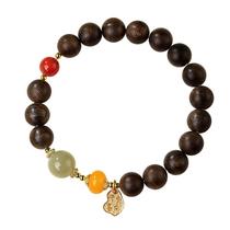 Pulseira Brunei Agarwood de 8 mm com miçangas coloridas e charmosas