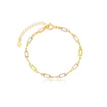 Pulseira c/ Pedras Retangulares Coloridas - Ouro 18k
