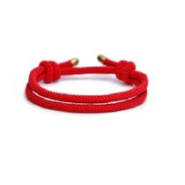 Pulseira Cabala Vermelha Kaballah Detalhe Dourado 2 Nós