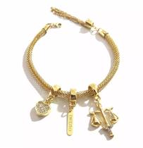 Pulseira Cabelinho Direito Advogada Folheado A Ouro 18k