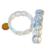 Pulseira Cabochão 20mm Pedra da Lua Opalina Fio Silicone