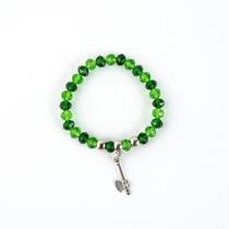 Pulseira Caboclo Machado Cristal Verde 8mm e Silicone