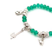 Pulseira Caboclo Verde com Pingentes Cristal e Silicone Pulseira Caboclo Verde com Pingentes Cristal e Silicone