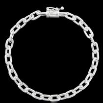 Pulseira Cadeado - 21cm 6mm Fecho Gaveta I Prata 925