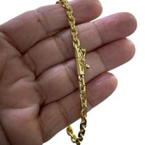 Pulseira Cadeado 5Mm Fecho Canhão Banhado A Ouro 18K Pulseira Cadeado 5Mm Fecho Canhão Banhado A Ouro 18K