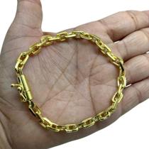 Pulseira Cadeado 6Mm Fecho 750 Banhado A Ouro 18K