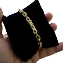 Pulseira Cadeado 6mm Fecho Canhão Banhado Ouro 18K Pulseira Cadeado 6mm Fecho Canhão Banhado Ouro 18K