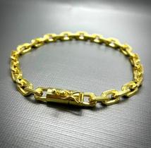 Pulseira Cadeado 7mm Fecho Canhão Banhado a Ouro 18K Pulseira Cadeado 7mm Fecho Canhão Banhado a Ouro 18K