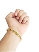 Pulseira Cadeado 8Mm Banhado A Ouro 18K Masculina Super Luxo